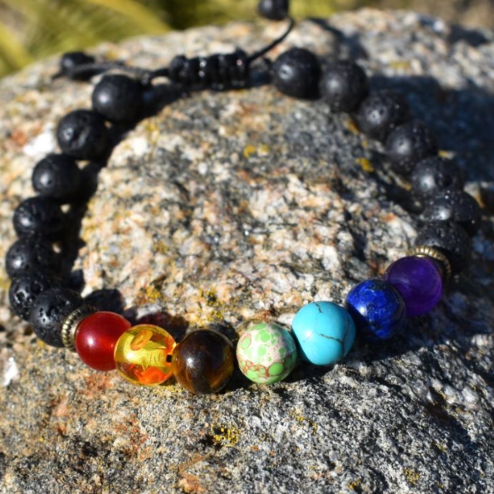 ZEN 7 CHAKRA HEALING STONES Lava Rock Bracelet